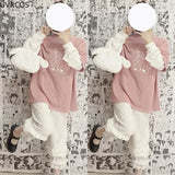 Style Sweet Cotton Lolita Pants Women's Kawaii Bow Lace Patchwork Loose Leggings Girls Cute Elastic Waist Pantaloons-Outfit