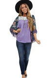 Fongt Women's Wear Bat Sleeve Print Color Swafge Round Collar Blouse T-Shirt