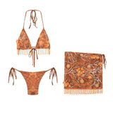 Fongt Fashion Sexy Holiday Women's Style With Bikini Skirt Espresso Two-Piece
