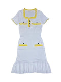 Fongt New Fashion U-Neck Short-Sleeved Waist-Le-Leaf Knitted Dress Women's Summer Dress