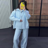 Fongt 2025 New Women's Languiled Collar Knitted Trousers Two-Set