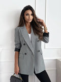 Fongt 2025 New Suit Collar Long Sleeve Temperament Commuting Fashion Blast Lattice Small Suit Jacket