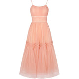 Light Pink Short Prom Dresses Spaghetti Straps Tiered Tulle Prom Gowns Sweeheart Tea-Length Wedding Party