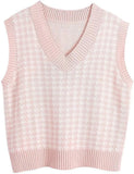 Fongt And Winter New Women's Thousand Bird Case Knitting Vest V Neck Sleeveless
