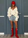 Fongt Wool Single Buckle Dachshund Dachshund Dog Embroidered Sweater Coat Trend Fashion Personality Women's Loose Leisure