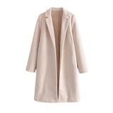 New Large Casual Woolen Coat Solid Color Autumn Winter Women's Coat Long Sleeve Women's Button Less Cardigan