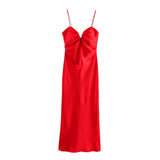 Fongt Women's Explosive Temperament Fashion Simple Silk And Staughty Feel Flute Dress