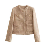 Fongt New Women's Coarse-Spinning Pure Color Casual Coat Short Coat Women