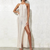 Fongt Fork Slings With Bare Back Sexy Hollow Beach Knitted Dress Beach Dress Sunscreen