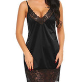 Fongt Lace Lace Solid Color Hollow Out V Collar Condole Dress Outback Pajamas Suit-Outfit