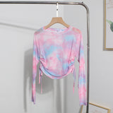 Real Shooting 2024 Summer New Long-Sleeved Short-Sleeved T-Shirt Sun Protection Shirt Thin Perspective Tie-Dye Mesh Hooder