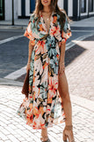Fongt Summer Women's New Sexy High-Waist Fashion Print Open Skirt Dress Women
