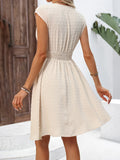 Fongt Women's Clothing 2025 Spring And Summer French Holiday Fascling Lace Hollow V-Collar Dress Clip Small Swing A Skirt
