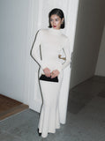Fongt High-Collar Dress Knitted One-Step Skirt Solid-Colored Bottom Dress 2024 Autumn And Winter Sweater