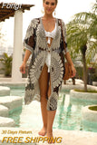 Women's Long Swimsuit Cover Up Half Sleeve Floral Crochet Open Front Kimono Beachwear Bathing Suit Women's Bikini