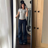 Fongt Hottie Low-Waisted Micro-Tipped Jeans Woman Summer Little A-Style Big Horn Straight Broad Leg Pants