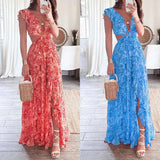 Fongt Women's Clothing 2025 New Print Deep V Sexy Folding Dress