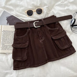Fongt Hottie Fashion High-Rise Thin Double Pocket Workboy Dress Anti-Light Short Skirt A Skirt