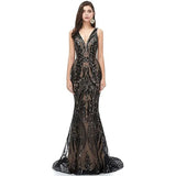 Fongt New Annual Evening Dress Sleeveless Sexy V-Neck Dress Party