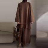 Fongt Summer New Women's Round Collar Loose Casual Top Retro Temperament Skirt Suit Women