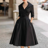 Fongt Elegant Stuff Spring And Autumn Long-Sleeved Belt Dress Explosion