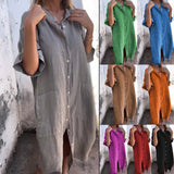 Fongt New Spring And Summer Loose Leisure Sleeve Cotton Shirt Dress