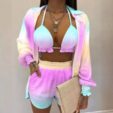 Independent Station New Popular Style Sexy Summer Solid Color Printing 3-Piece Suit Girl-Outfit