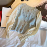 Pink Small Fragrant Style Spliced Knitted Cardigan Spring Dress Women's 2024 New Fashionable Foreign-Style Long-Sleeved Blouse-Outfit
