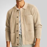 Fongt Men's Spring And Autumn High Density Knitted Shirt T-Shirt T-Shirt Collar Long Sleeve Sweater Jacket