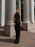 Fongt Summer New Women's Pure Color Tie With Waist Temperament Fashion Dress Dress