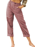 Leisure Summer Solid Color Cotton Linen Fashion Loose High Waist Casual