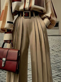 Fongt Broad-Legged Trousers Women's New High-Waisted Vertical Trousers In The Fall Of 2025, Showing Thin Leisurely