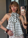 Fongt Retro Wave Spot Hanging Neck Ribbon Bare Back Sexy Babes A Swing Sling Vest Top