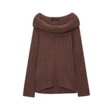 Fongt Homemade New Women's Sleeve Slot Sleeve Shoulder Knitted Sweater