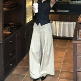 Fongt Sexy Babes POLO Necked Striped Slings With Casual Trousers Two-Piece Suit Ins