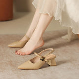 Fongt Slippers 2024 New French Beautiful Temperament Fairy Style With Skirt Pointed Thick And Word-Word Buckle