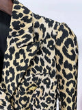 STREET Newest 2023 Designer Jacket Women's Slim Fit Lion Buttons Double Breasted Jackquard Leopard