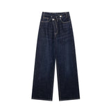Fongt 2025 New Women's Fashion Fashion Double Trousers With Thin High-Rise Wide-Legged Jeans