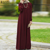 Women Casual Long Sleeve Solid Maxi Long Dress Vestido Autumn Loose Sundress S- Kaftan Abaya Dubai Hijab Muslim
