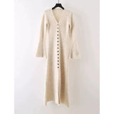 Fongt Ins Design Long Sleeve V-Neck Knitted Dress Woman