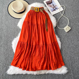 Fongt Half-Dress Women's Dress 2025 Summer Small Medium Long Leisure High-Rise Thin Thong Ponve Cake Skirt