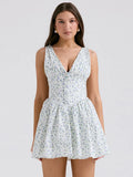 New High-End Women's Sexy Deep V Broken Floral Dress High-End Temperament Shoulder Strap Dress Dress Dress