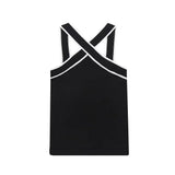 Fongt Repair Summer New Women's Cross-Sling Vest Bump Color Top