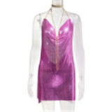 Fongt Station Fashion Nightclub Low Back Strapless Deep V Metal