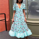 Fongt Dress French Strawberry Two-Color Sequin Dress Net Yarn Folded Dress