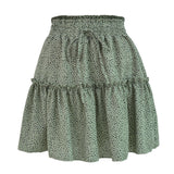 Summer Dot Print High Waist Skirt Women Vintage Plus Size Sexy Mini Skirts A Line Streetwear Chiffon Bandage Boho