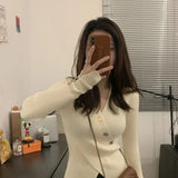 Fongt 2023 Pure And Slim V Neck Sweater Cross A4 Waist Slim Slit Sleeve Knit Long Sleeve Inside-Outfit