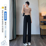 Fongt Narrow Version Of Broad-Legged Trousers Women's Summer Thin High-Waisted Vertical Sleeves Small Sunscreen Ice Silk Pants
