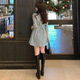 Mini Dress Women Folds Slim A Line Shirts Dress Office Lady Korean Elegant Long Sleeve Simple Casual Chic Vestidos New-Outfit