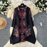 Fongt Folded Dress Women's Autumn 2025 Retro Collar Long Sleeves Loose A-Word Printing Skirt